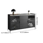 Modern Black Wood Sideboard with Sintered Stone Top