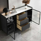 Modern Black Wood Sideboard with Sintered Stone Top