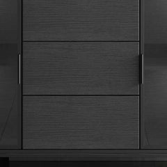 Modern Black Wood Sideboard with Sintered Stone Top