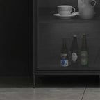 Modern Black Wood Sideboard with Sintered Stone Top