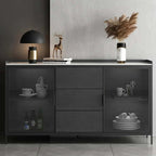 Modern Black Wood Sideboard with Sintered Stone Top Main Product Image