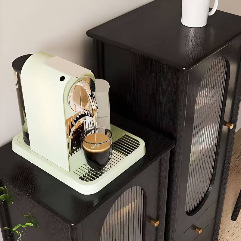 Modern Black Wood Sideboard with Storage and Drawers