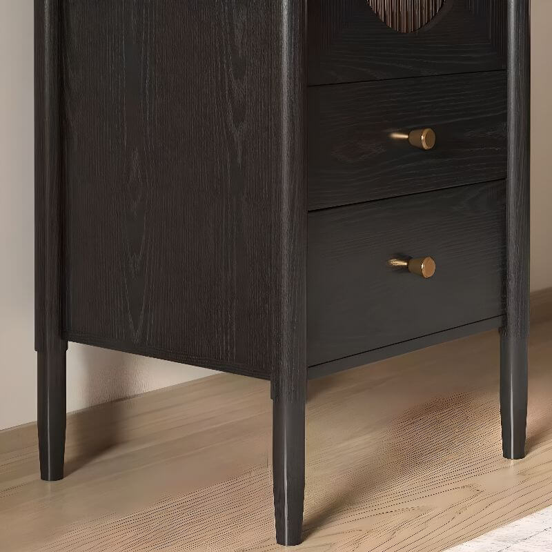 Modern Black Wood Sideboard with Storage and Drawers