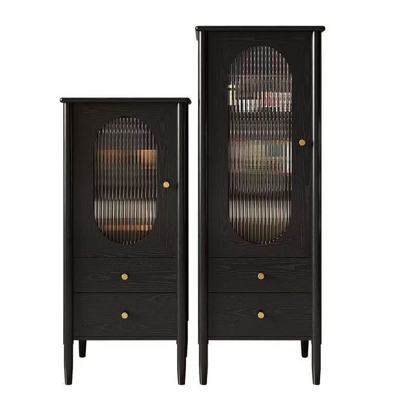 Modern Black Wood Sideboard with Storage and Drawers