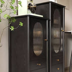 Modern Black Wood Sideboard with Storage and Drawers