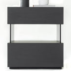 Modern Black Wooden Drawer Storage Nightstand for Small Spaces