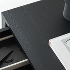 Modern Black Wooden Drawer Storage Nightstand for Small Spaces