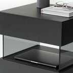 Modern Black Wooden Drawer Storage Nightstand for Small Spaces
