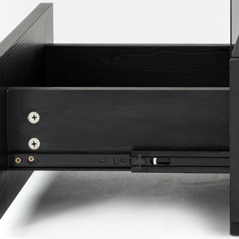 Modern Black Wooden Drawer Storage Nightstand for Small Spaces