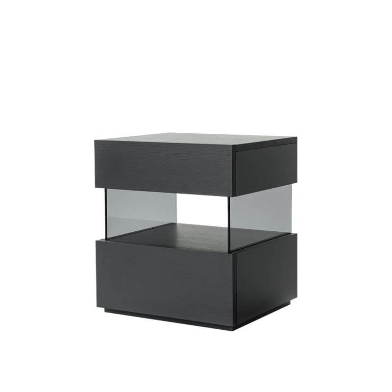 Modern Black Wooden Drawer Storage Nightstand for Small Spaces