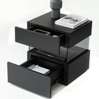 Modern Black Wooden Drawer Storage Nightstand for Small Spaces