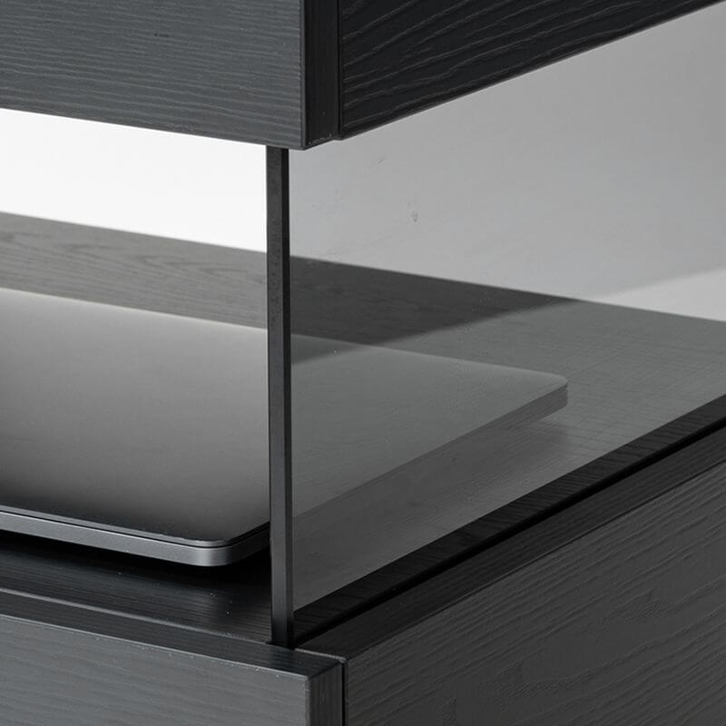 Modern Black Wooden Drawer Storage Nightstand for Small Spaces