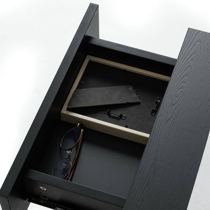 Modern Black Wooden Drawer Storage Nightstand for Small Spaces