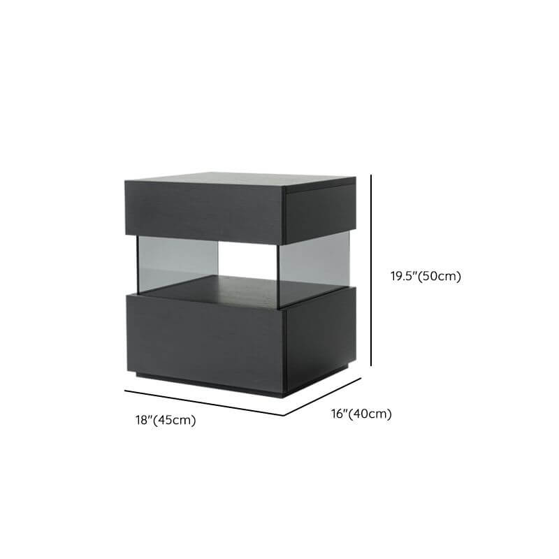 Modern Black Wooden Drawer Storage Nightstand for Small Spaces Dimensions