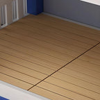 Modern Blue Wood Bunk Bed with Ladder and 2 Mattresses for Kids