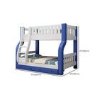 Modern Blue Wood Bunk Bed with Ladder and 2 Mattresses for Kids Dimensions