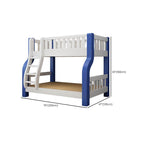 Modern Blue Wood Bunk Bed with Ladder and 2 Mattresses for Kids Dimensions