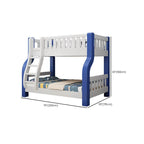 Modern Blue Wood Bunk Bed with Ladder and 2 Mattresses for Kids Dimensions