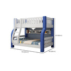 Modern Blue Wood Bunk Bed with Ladder and 2 Mattresses for Kids Dimensions