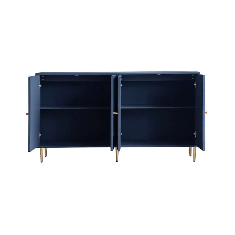 Modern Blue Wood Sideboard With Adjustable Shelves