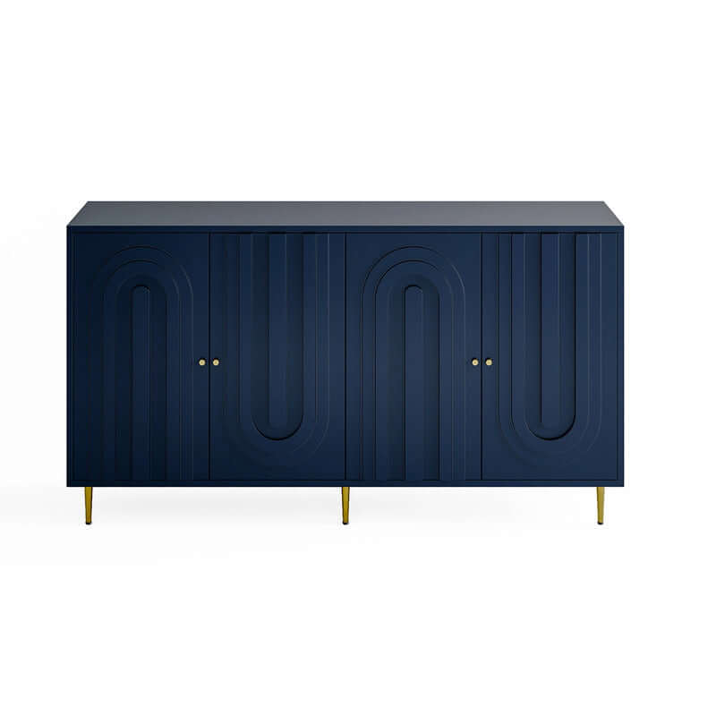 Modern Blue Wood Sideboard With Adjustable Shelves