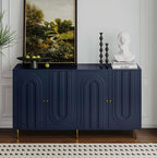 Modern Blue Wood Sideboard With Adjustable Shelves
