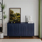 Modern Blue Wood Sideboard With Adjustable Shelves
