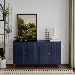 Modern Blue Wood Sideboard With Adjustable Shelves