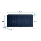 Modern Blue Wood Sideboard With Adjustable Shelves