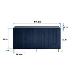 Modern Blue Wood Sideboard With Adjustable Shelves