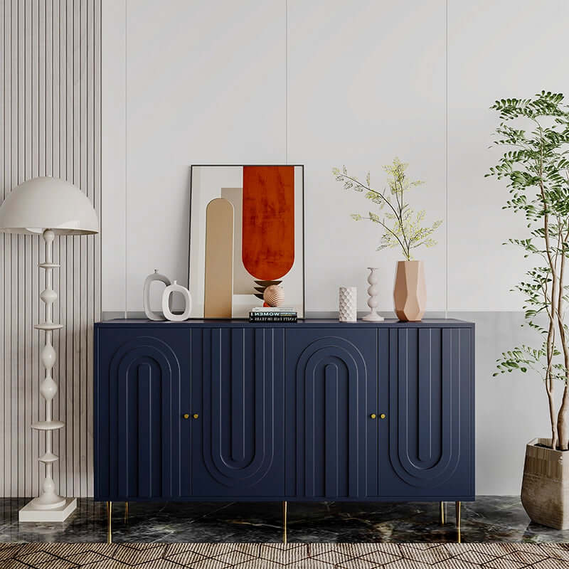 Modern Blue Wood Sideboard With Adjustable Shelves Main Product Image Hauptbild