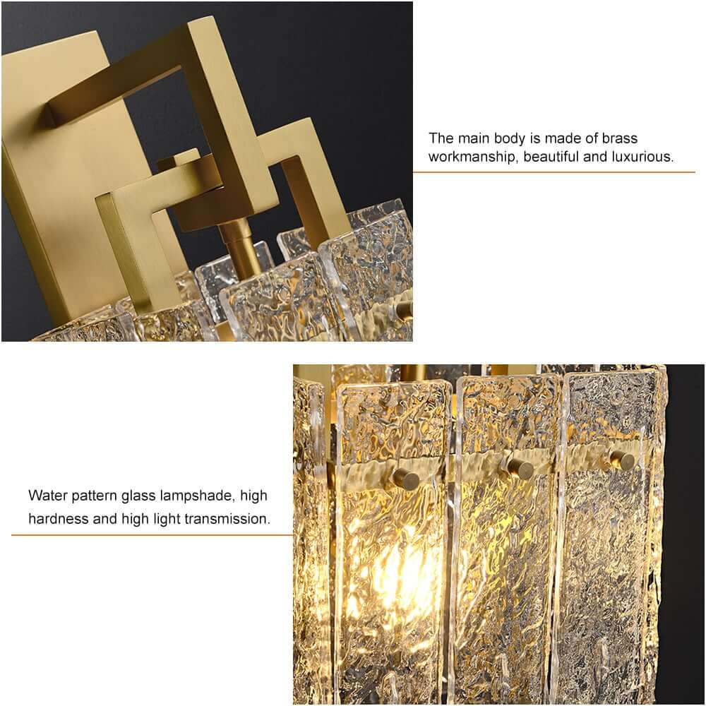 Modern Brass 1-Light Geometric Wall Sconce with Glass Shade