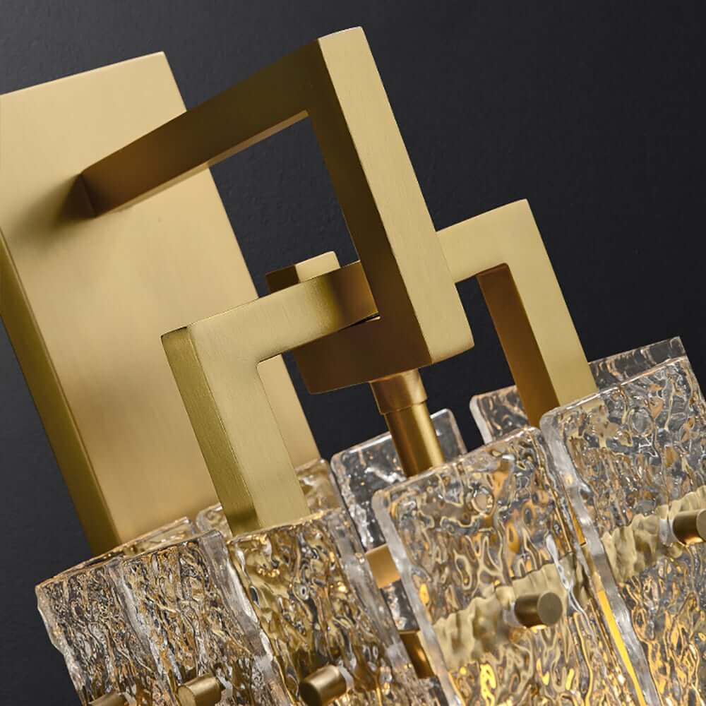 Modern Brass 1-Light Geometric Wall Sconce with Glass Shade