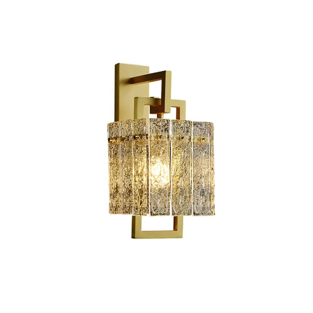 Modern Brass 1-Light Geometric Wall Sconce with Glass Shade