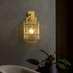 Modern Brass 1-Light Geometric Wall Sconce with Glass Shade