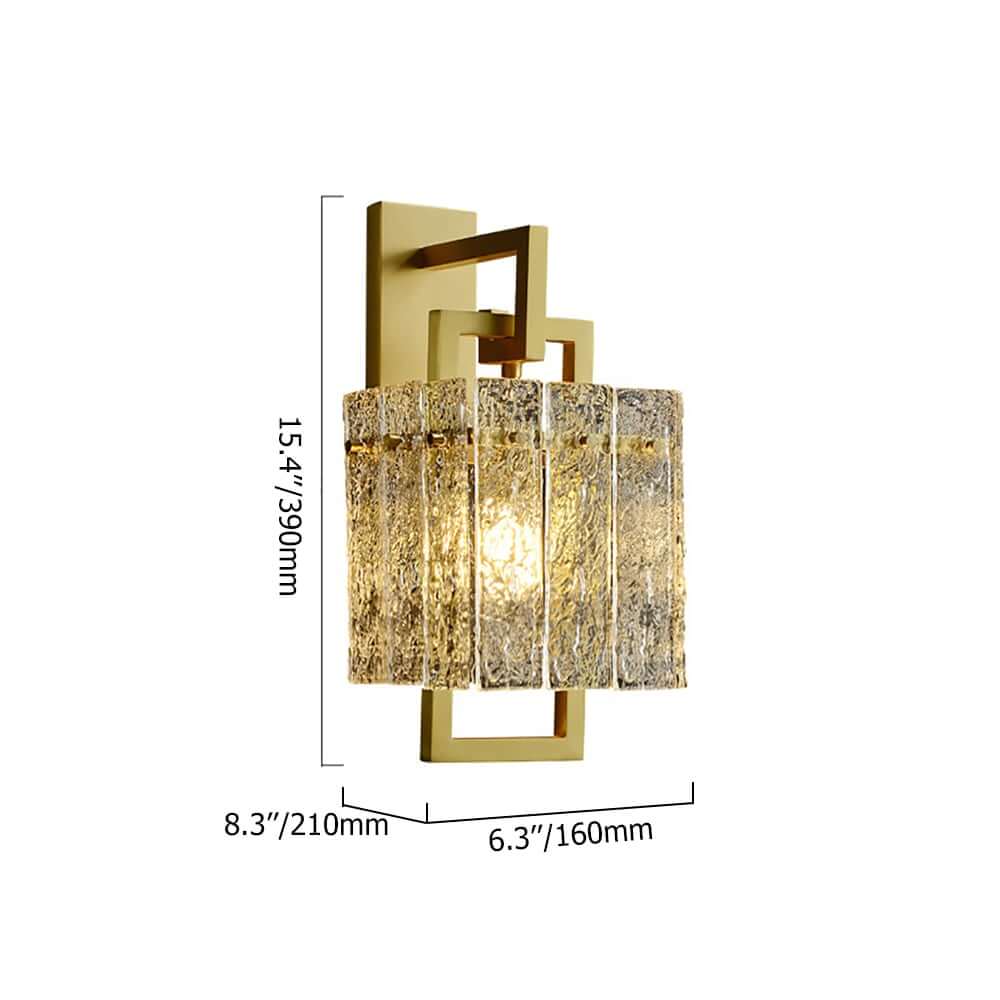 Modern Brass 1-Light Geometric Wall Sconce with Glass Shade
