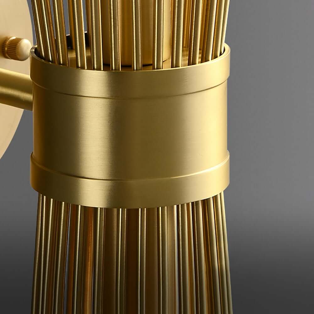 Modern Brass 2-Light Armed Wall Sconce with Wheat-Straw Shade