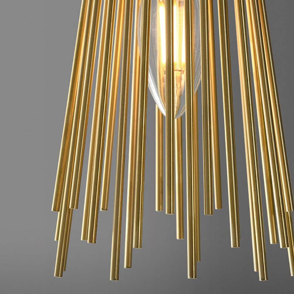 Modern Brass 2-Light Armed Wall Sconce with Wheat-Straw Shade