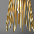 Modern Brass 2-Light Armed Wall Sconce with Wheat-Straw Shade