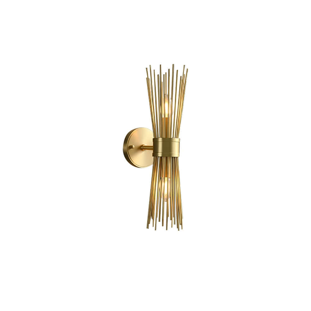 Modern Brass 2-Light Armed Wall Sconce with Wheat-Straw Shade