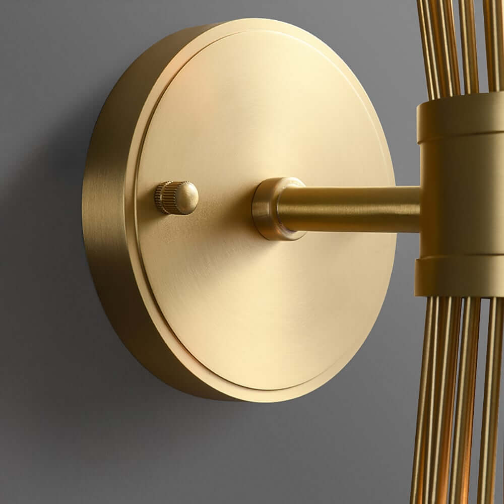 Modern Brass 2-Light Armed Wall Sconce with Wheat-Straw Shade