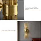 Modern Brass 2-Light Armed Wall Sconce with Wheat-Straw Shade