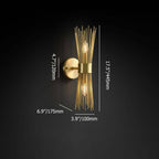 Modern Brass 2-Light Armed Wall Sconce with Wheat-Straw Shade Dimensions