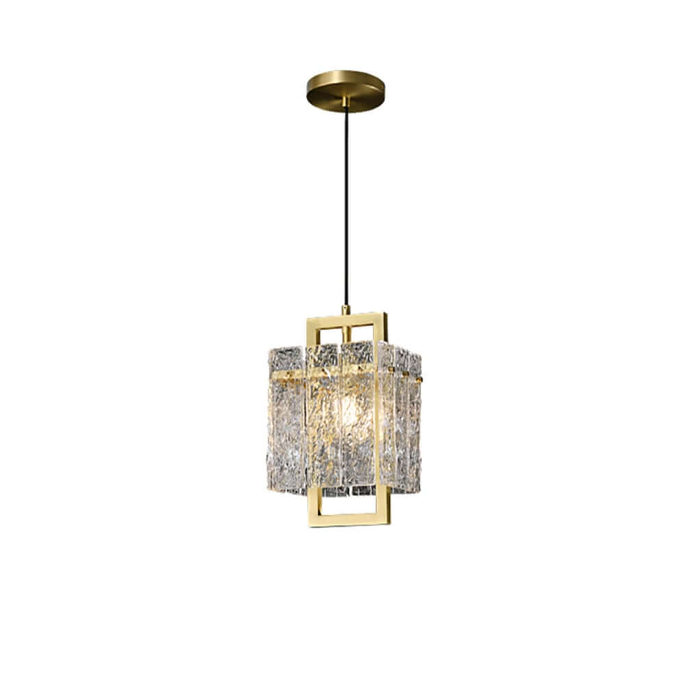 Modern Brass Pendant Light with Clear Glass Shade, Adjustable Height