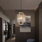 Modern Brass Pendant Light with Clear Glass Shade, Adjustable Height