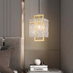 Modern Brass Pendant Light with Clear Glass Shade, Adjustable Height