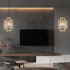 Modern Brass Pendant Light with Clear Glass Shade, Adjustable Height