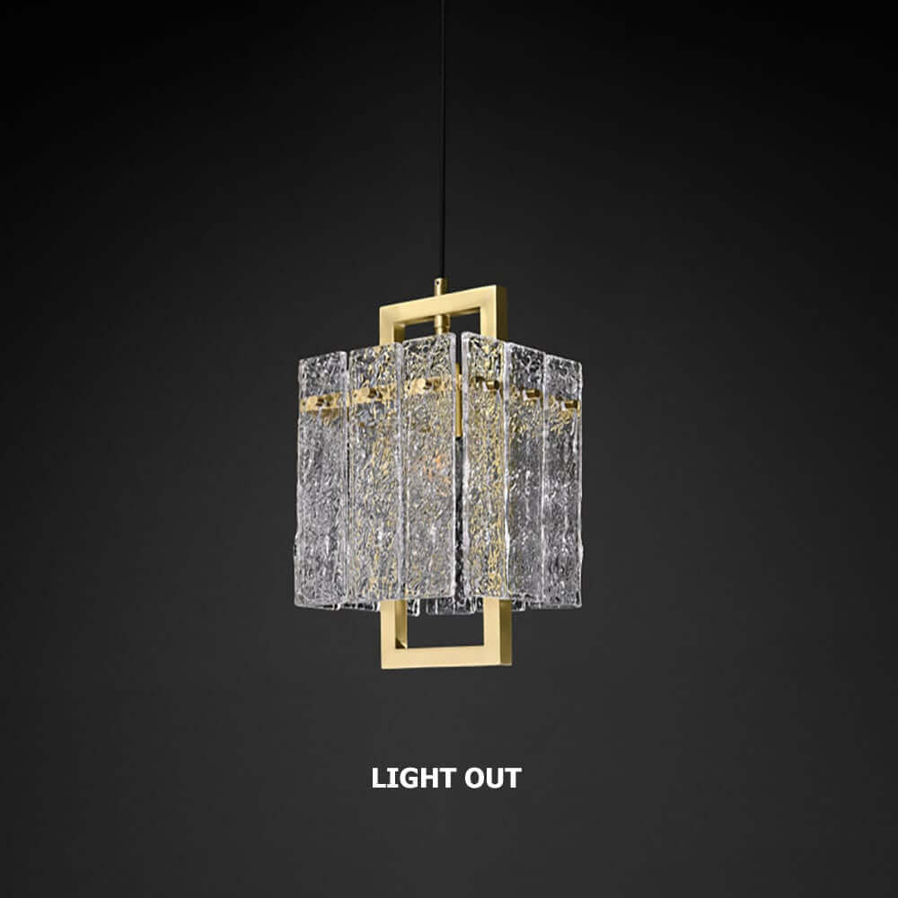 Modern Brass Pendant Light with Clear Glass Shade, Adjustable Height