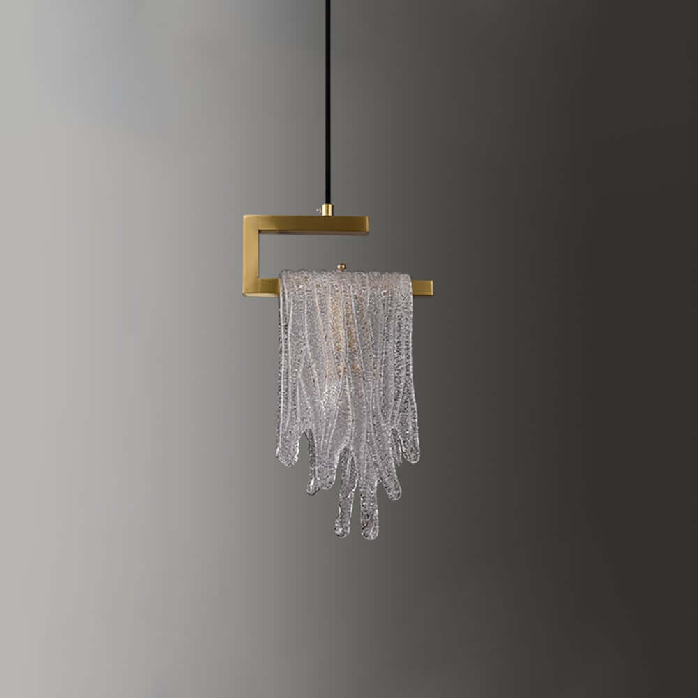 Modern Brass Pendant Light with Unique Glass Shade
