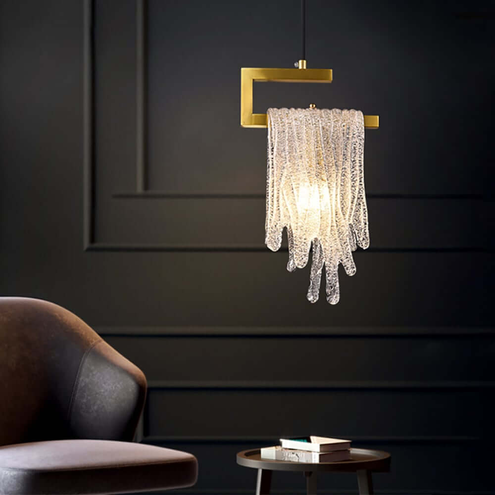 Modern Brass Pendant Light with Unique Glass Shade